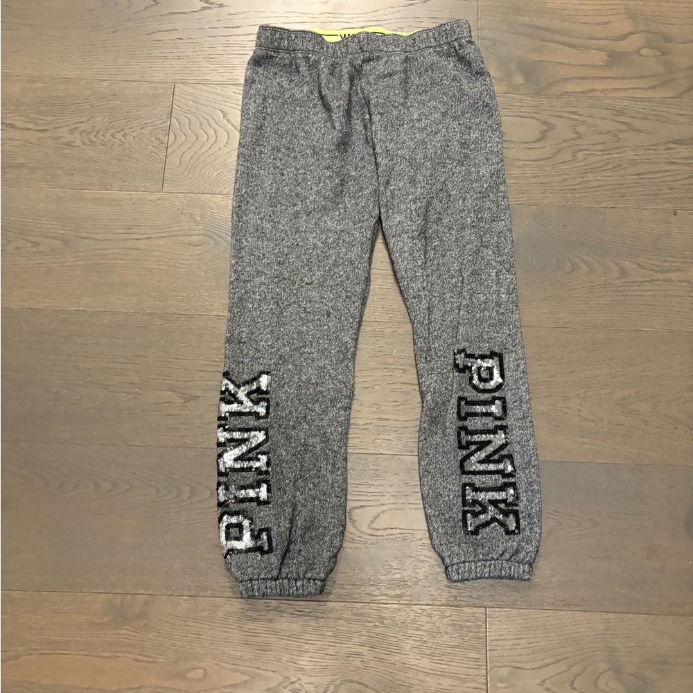 Victoria’s Secret “pink brand” gray sequins joggers SM ret $120